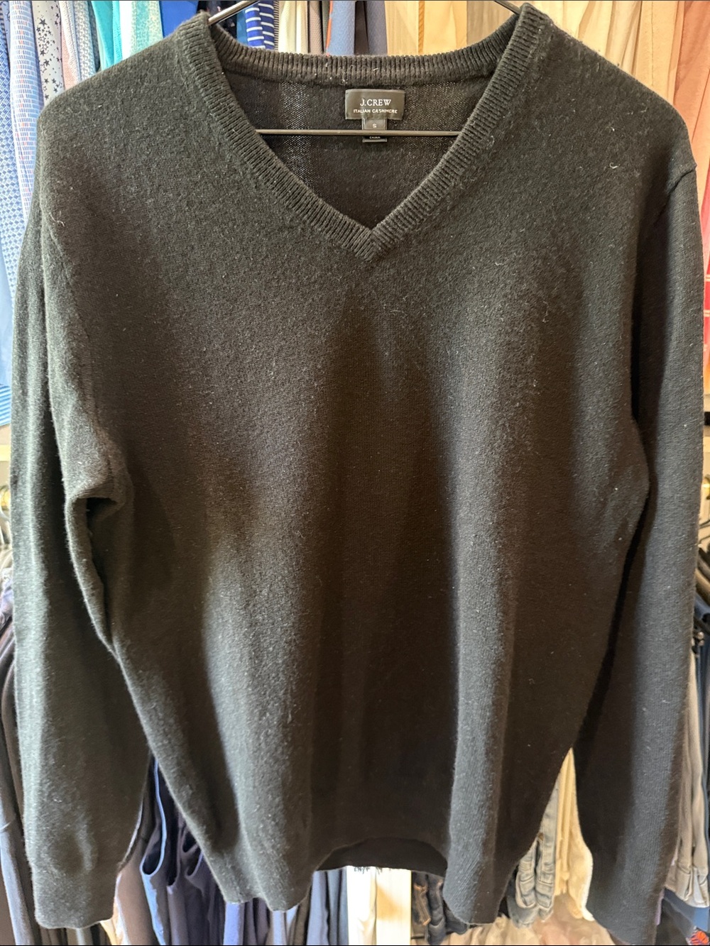 J. Crew Men's Black V-Neck Cashmere Sweater